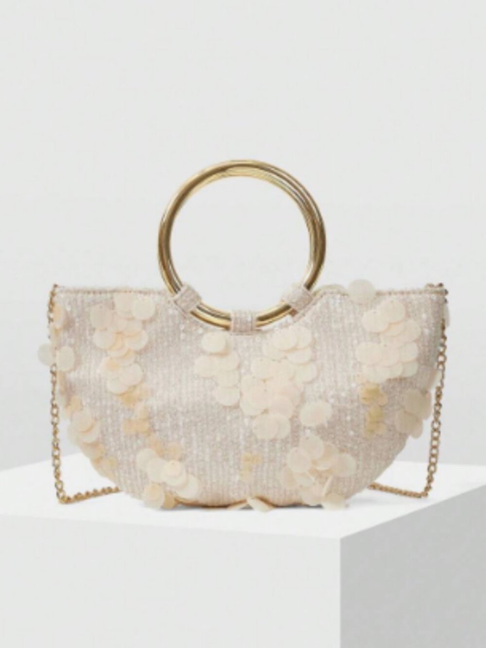Women's Ironmongery Boston Top Handle Bag Sequin Beaded Evening Clutch Purse - Picture 4 of 5